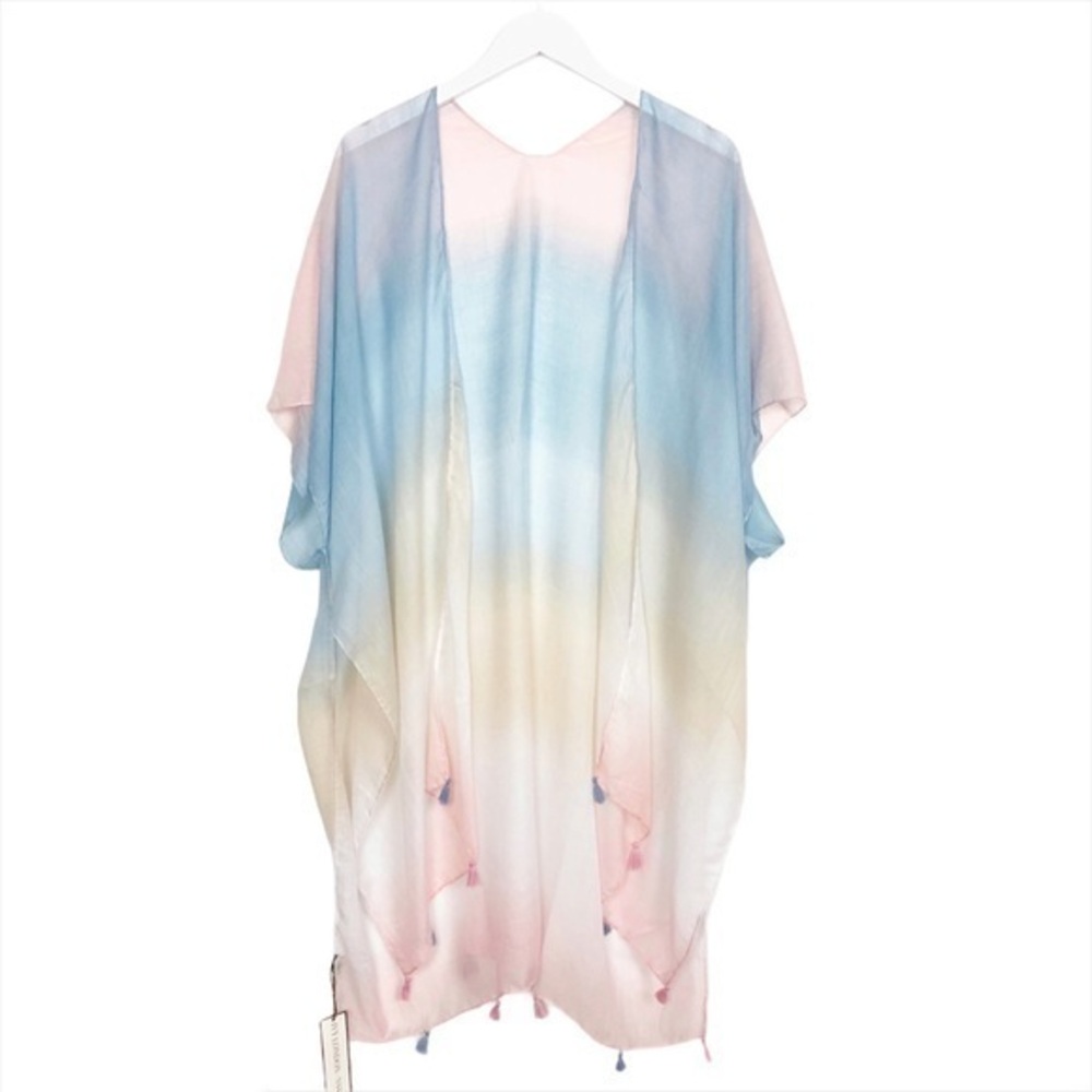 Ivy London NYC Light Colored Open Front Bohemian Cardigan Kimono